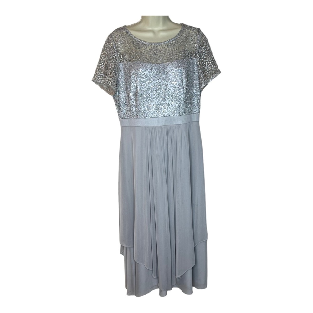 ALEX Evenings Formal Silver Gray Vintage Sequined Women’s Evening Dress